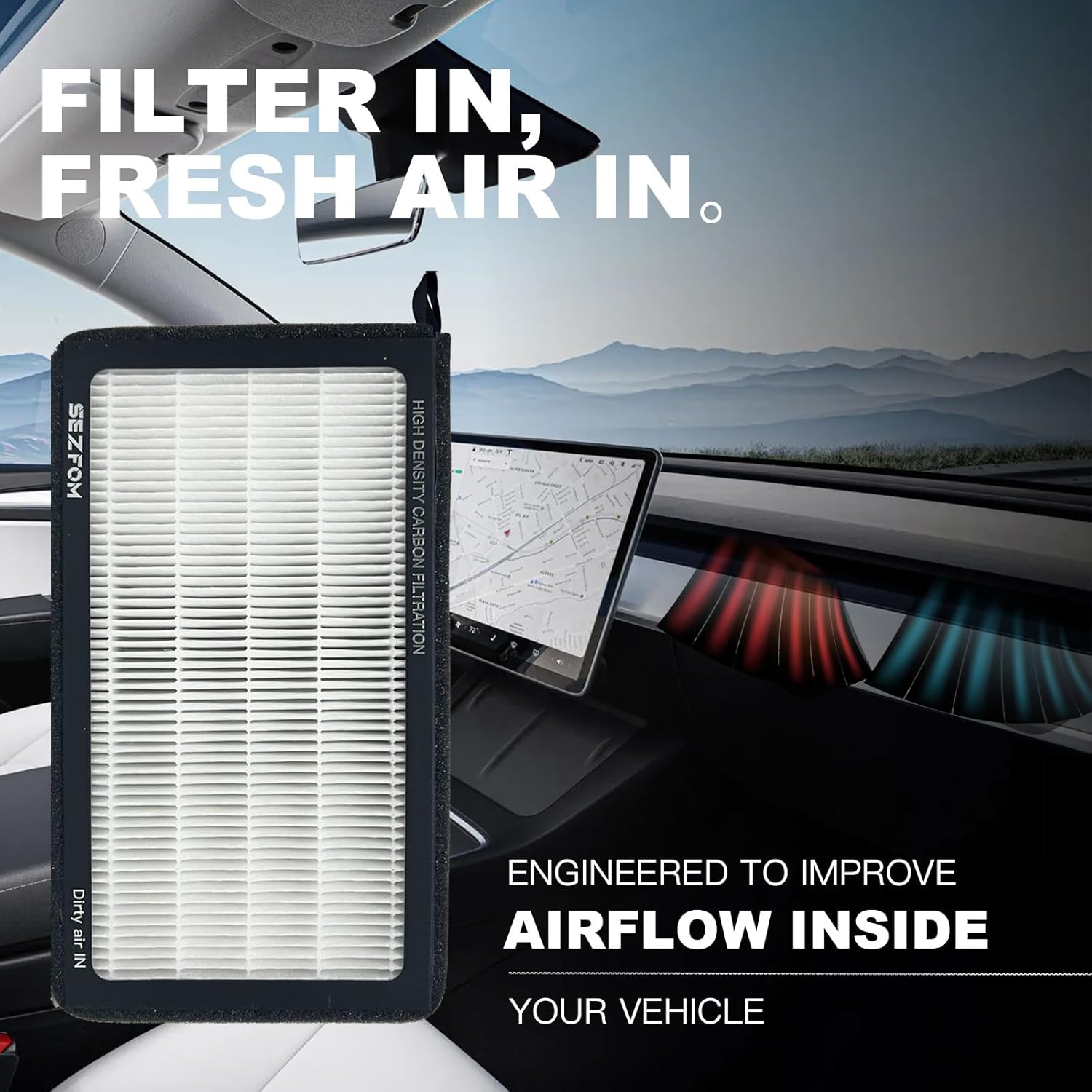 HEPA Cabin Air Filter for Tesla Model 3 Model Y (2016-2026) with Activated Carbon(2-pack) Dual layer Air Filter Replacement