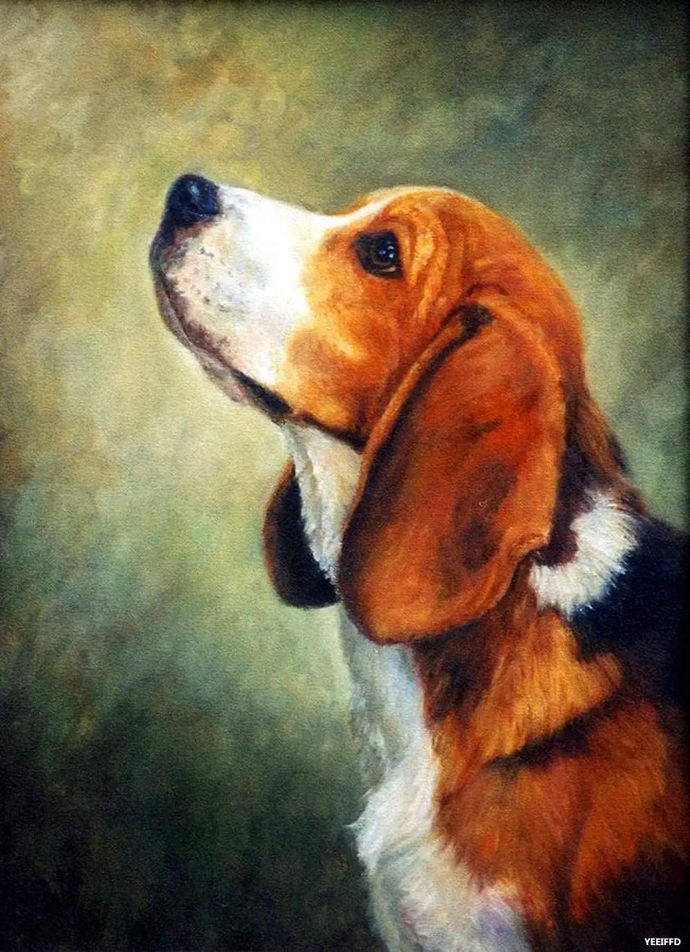 DIY 5D Diamond Painting Beagles Dog Round Diamond Full Drill Arts Craft Canvas Supply for Home Wall Decor Adults and Kids (12x16 Inch)