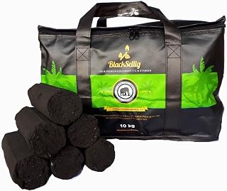 BlackSellig 10 kg de barras de coco para barbacoa, briquetas XXL de carbón puro de coco, calidad profesional perfecta