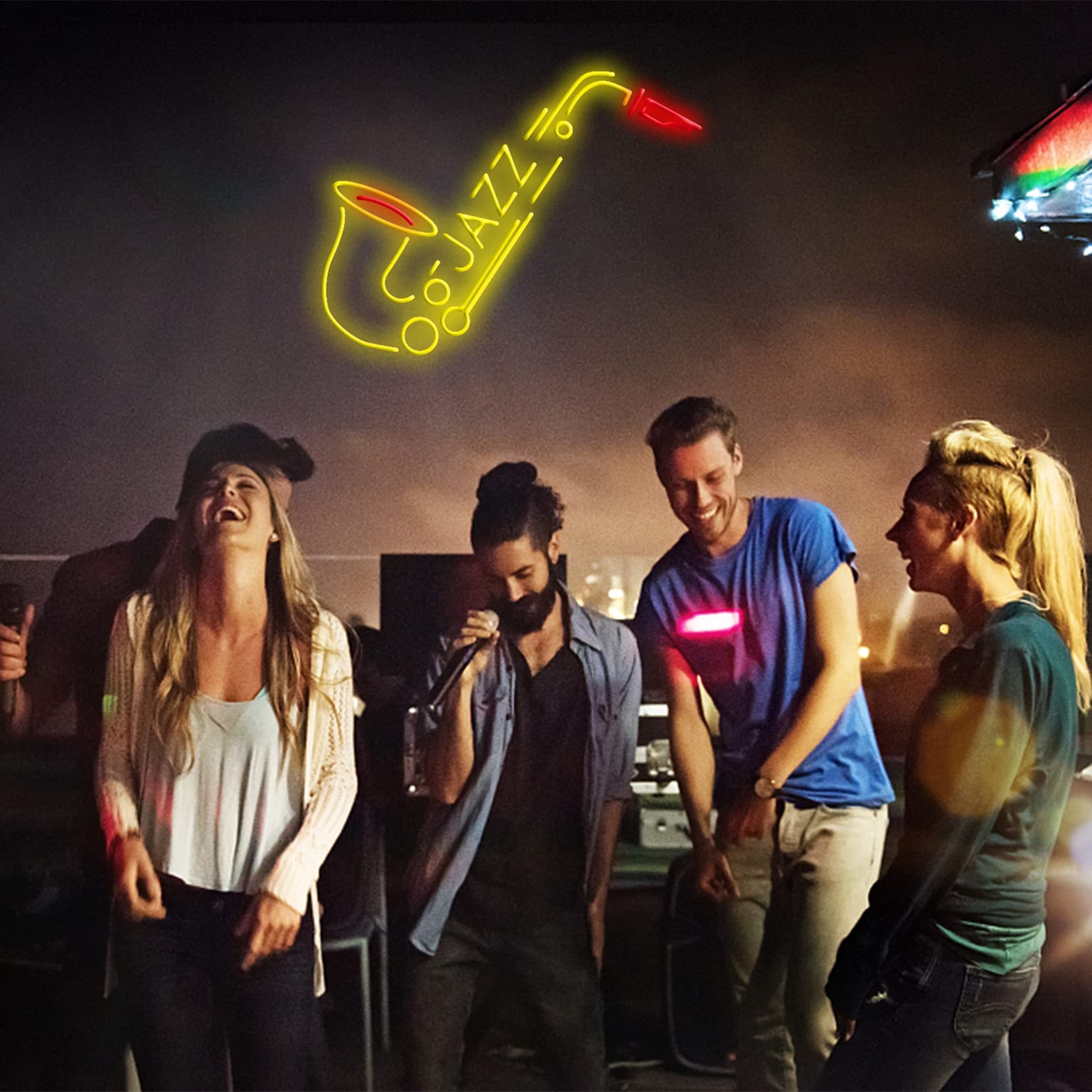 Saxophone Music Jazz Neon Sign Segno a LED Personalizzato per la casa Regalo di Compleanno degli Uomini,Giallo