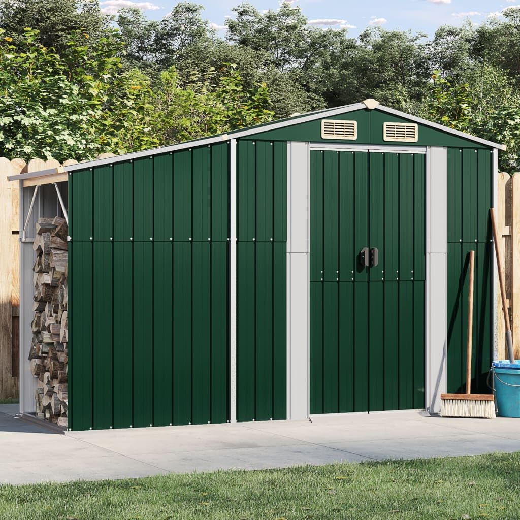 Abri de Jardin Vert 277x93x179 cm en Acier Galvanisé