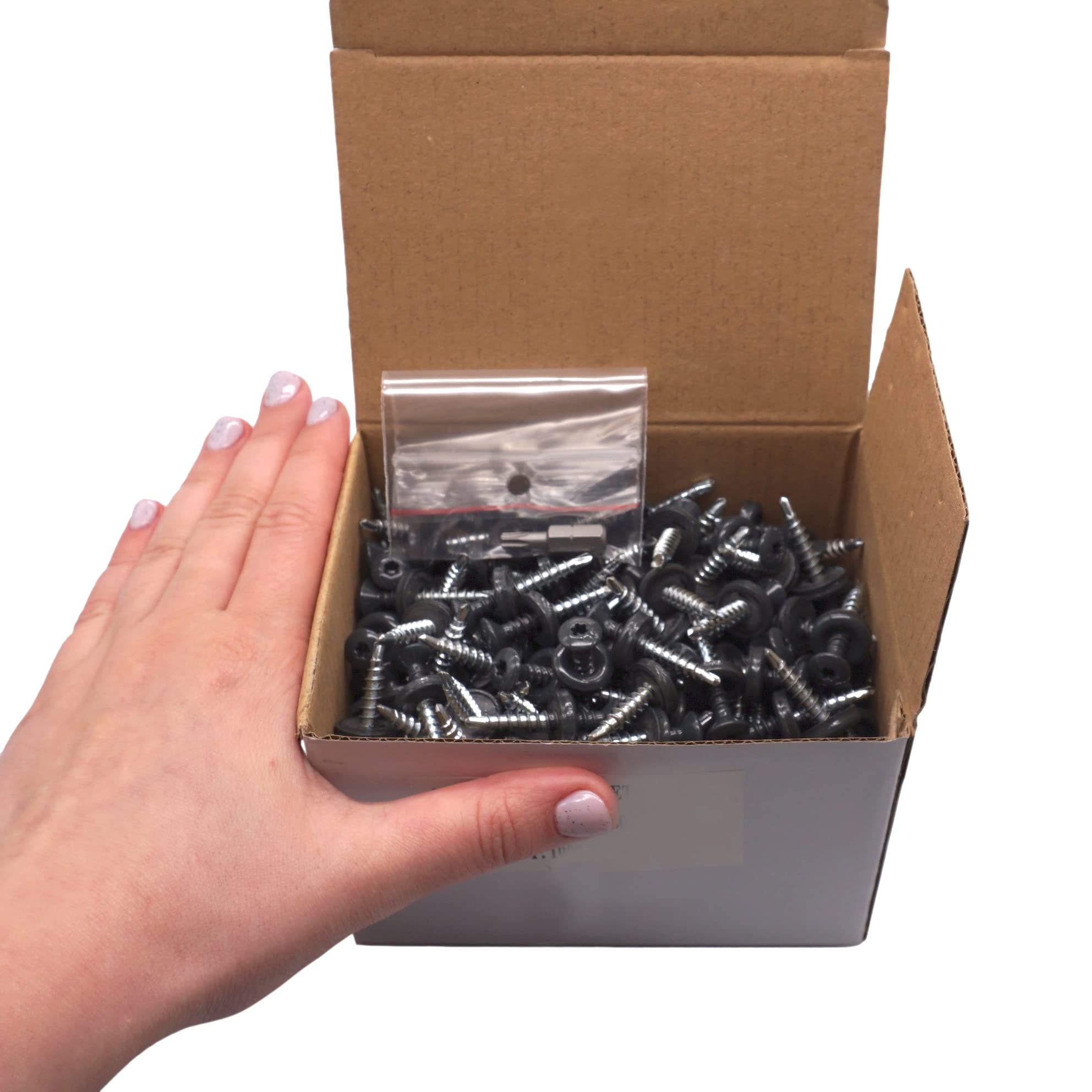 (250 Stück) Metall Dachdeckschrauben Torx 4,8x35 mm Lackierte selbstbohrende Schrauben mit EPDM Unterlegscheiben, Blechschraube (250, Anthrazitgrau RAL 7016)