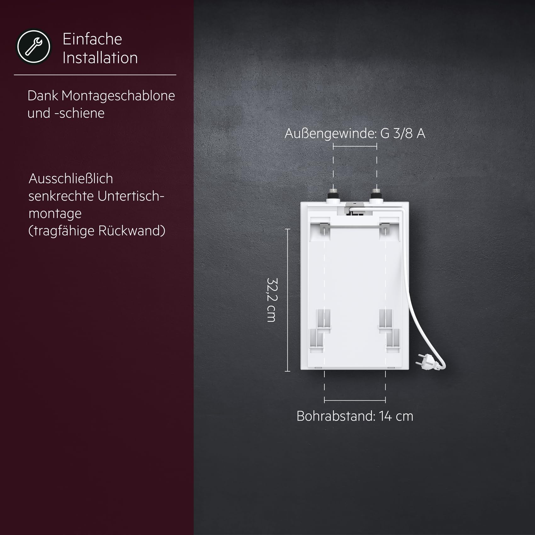 AEG druckloser Kleinspeicher Huz 5 Basis, Untertischboiler 5 Liter Niederdruck, steckerfertig, 2 kW, 222162