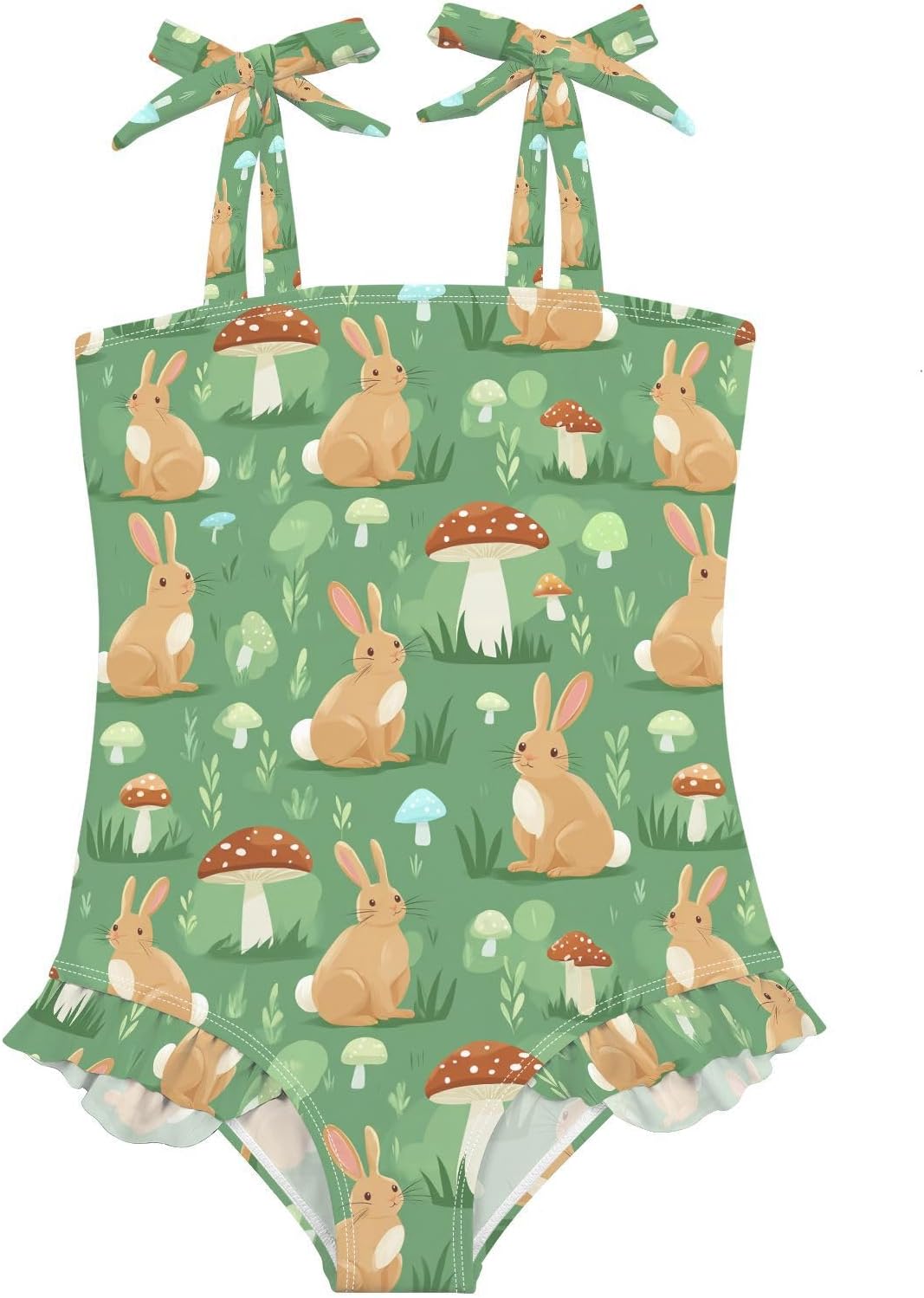 visesunny Toddler Girl Swimsuit Adjustable Strap Swimwear Brown Rabbit Mushroom Bathing Suits for Girls 18M-6Y