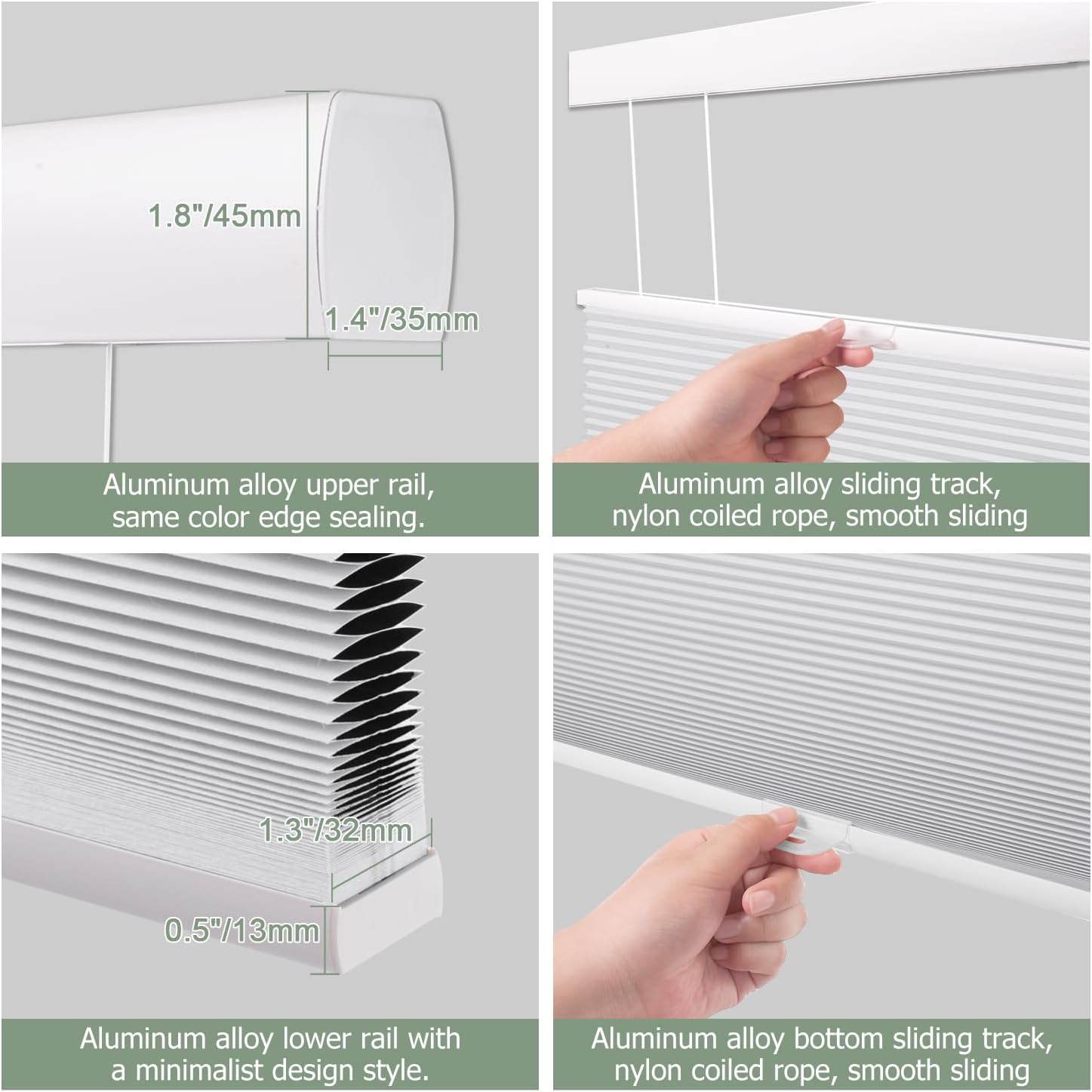 ZSHINE Top Down Bottom Up Cordless Cellular Shades Blackout-White
