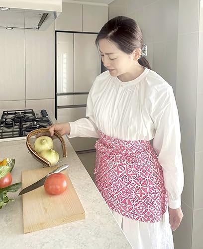 Miniatura 4 de Delantal de cintura con cuatro bolsillos grandes, 100% algodón, fabricado en Japón, delantal de cocina, medio delantal para manualidades, jardín