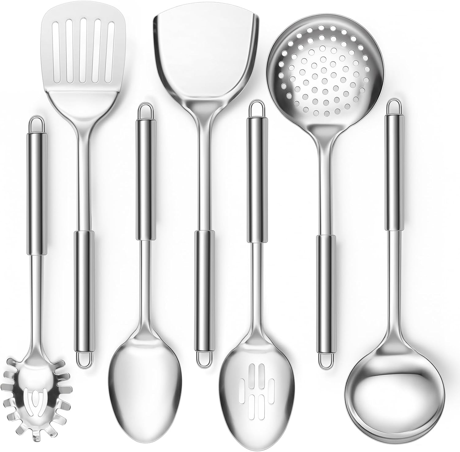 P&P CHEF Stainless Steel Cooking Utensils Set, 7 Pieces Kitchen Utensils