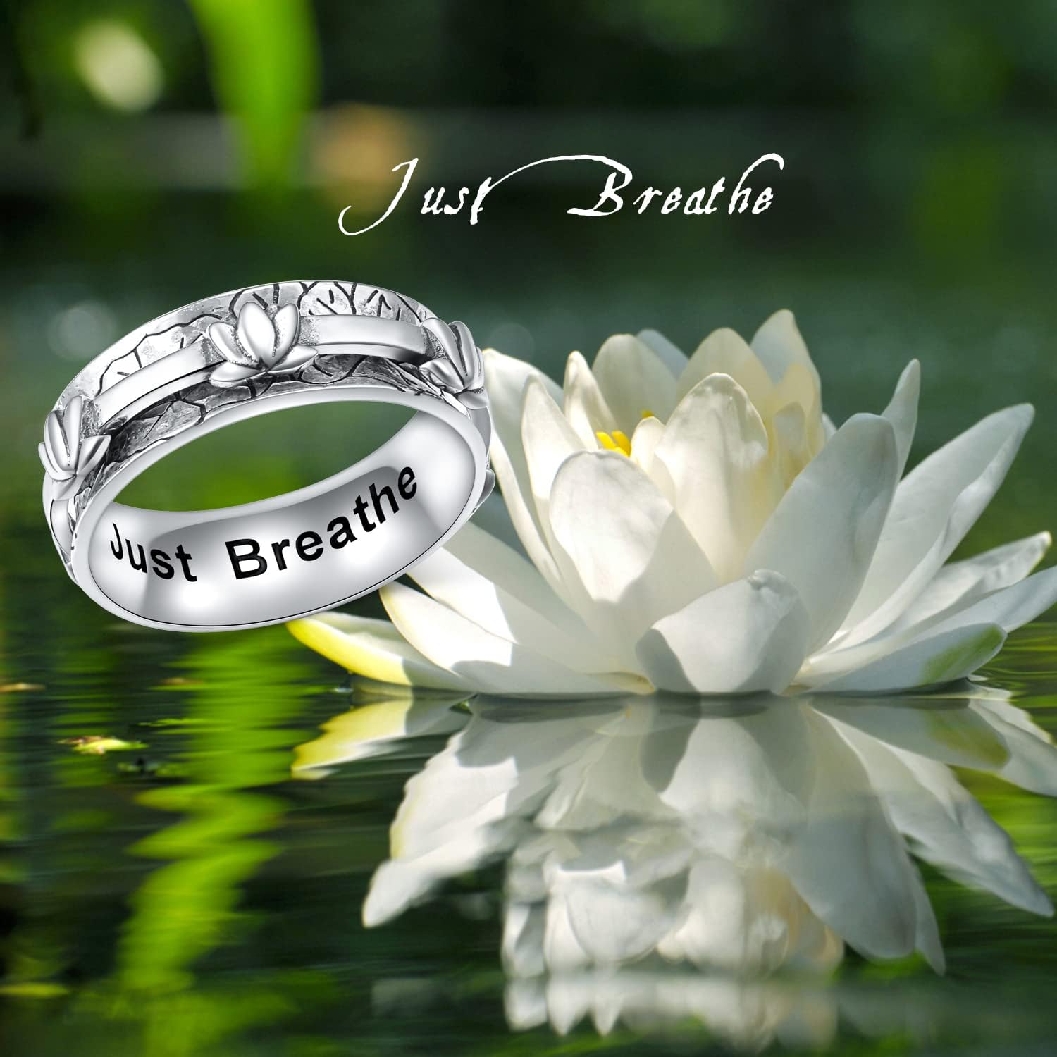 Ladytree Anxiety Relieve Rings 925 Sterling Silver Spinner Fidget Ring Worry Stress Relieving Boredom ADHD Autism Ring Platinum Plated Jewelry Birthday Valentines Day Gifts for Women Men - Image 7