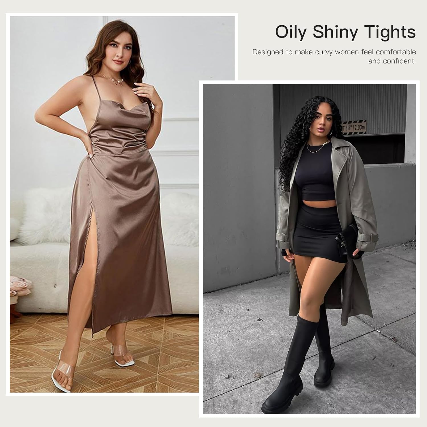 Yilanmy Plus Size Shiny Tights for Women, 40D Sheer Shiny Pantyhose Oil Silk Stockings Shimmer Jazz Tights - Image 6