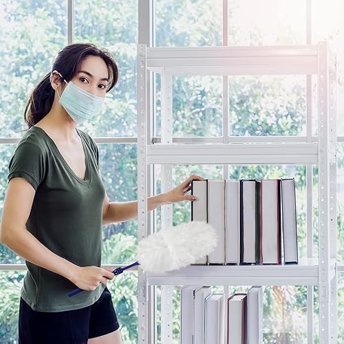 Miniatura 6 de Peryiter Juego de 100 piezas de repuesto desechables con 2 mangos, repuesto de plumero blanco, mango extensor electrostático desechable para hogar,