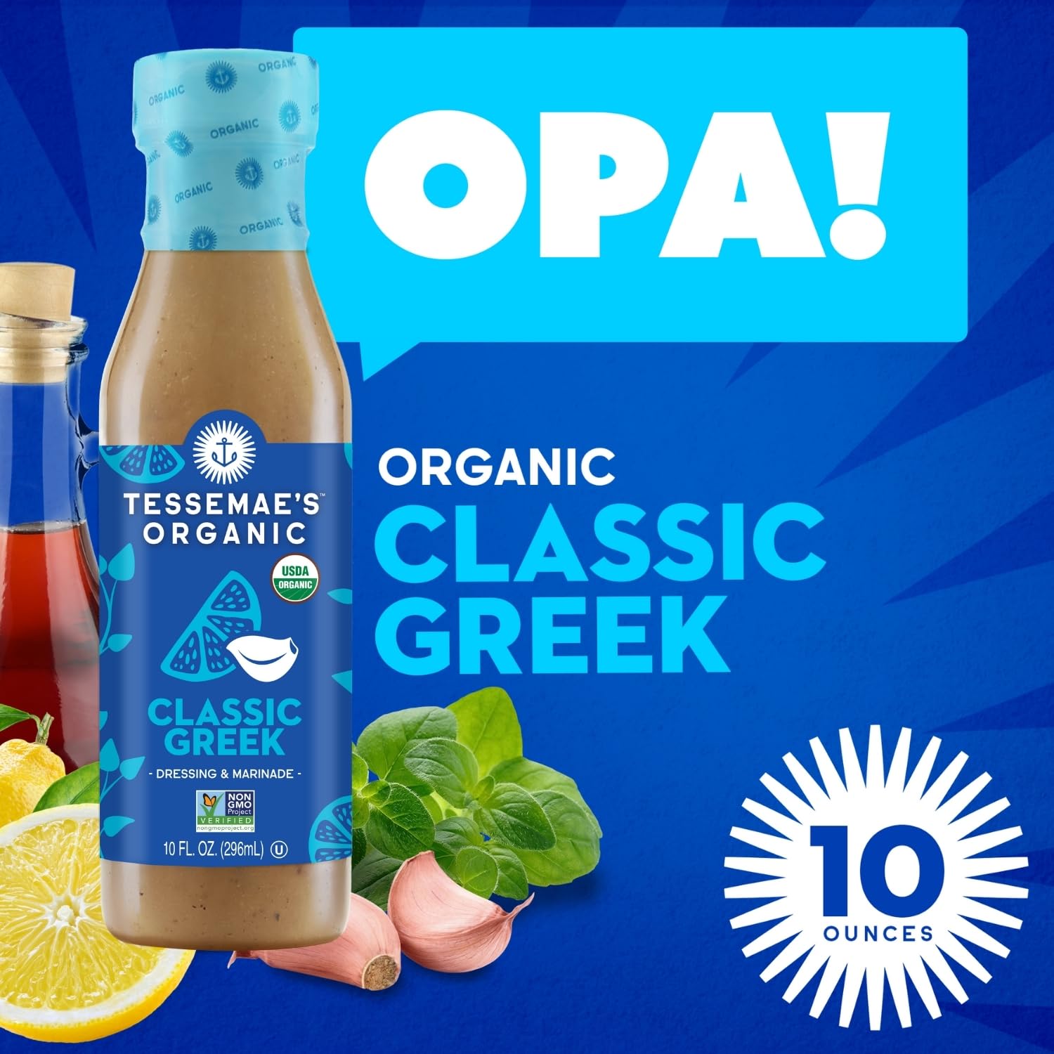 Amazon.com : Tessemae's Organic Pantry Classic Greek Dressing, 10 fl oz - 6  pack : Grocery & Gourmet Food