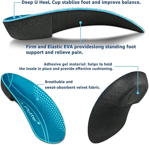 Miniatura 2 de Plantillas ortopédicas 34, insertos de zapatos para alivio de la fascitis plantar, insertos de soporte de arco alto para pies planos, sobrepronación