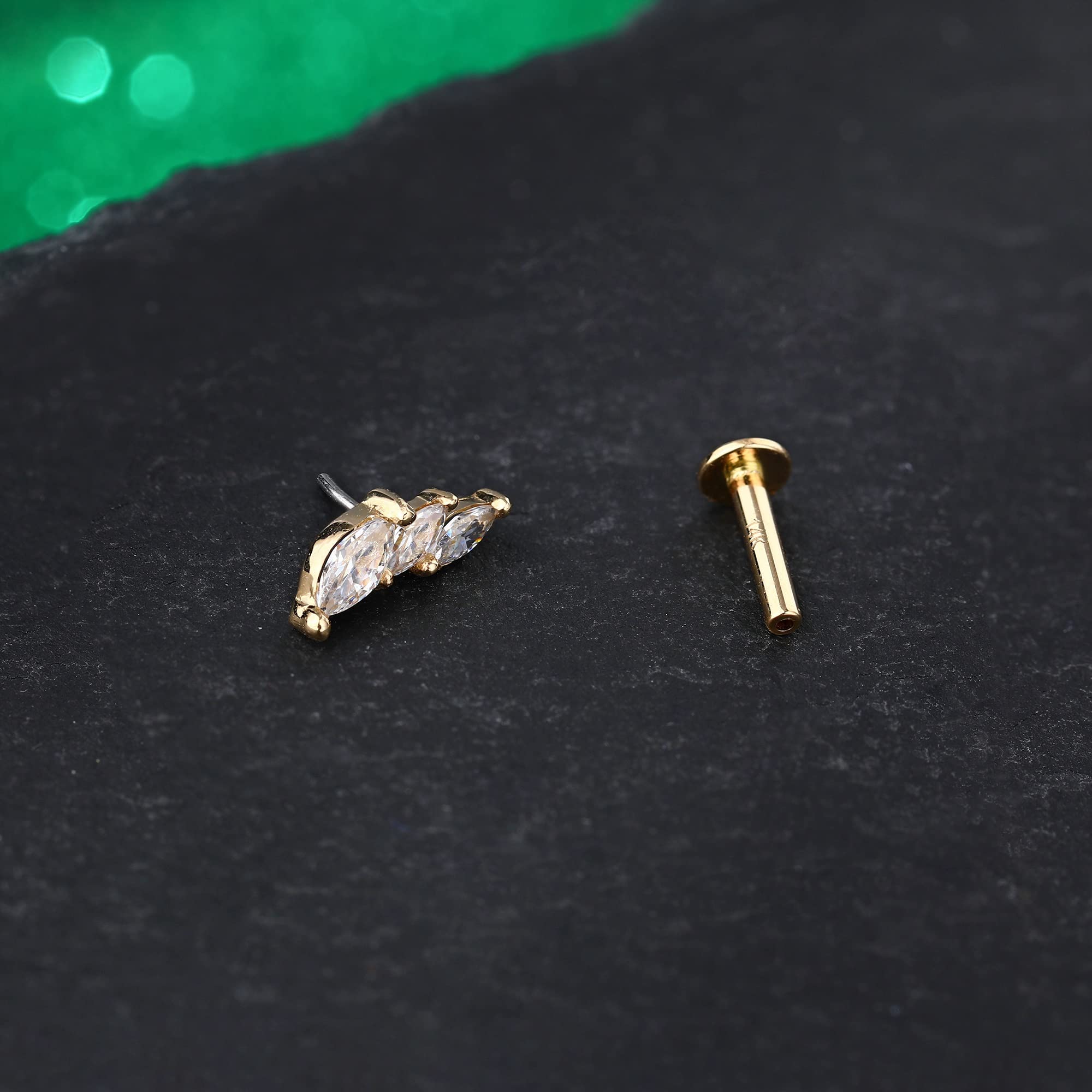 Melighting 16G/18G Threadless Push In Labret Studs Helix Piercing Jewellery Gold Helix Earrings Cartilage Front Helix Piercings Tragus, Conch, Lobe Earrings