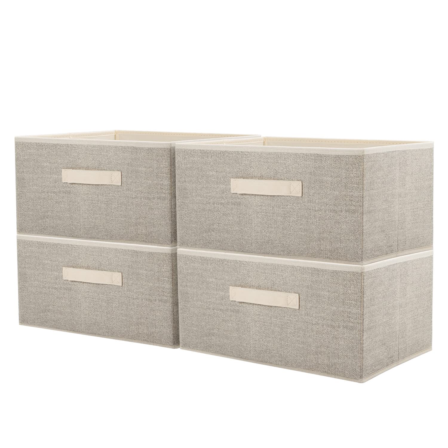 KIKIGOAL Juego de 4 Cubos de Almacenamiento de Tela Plegables — Cajas Organizadoras