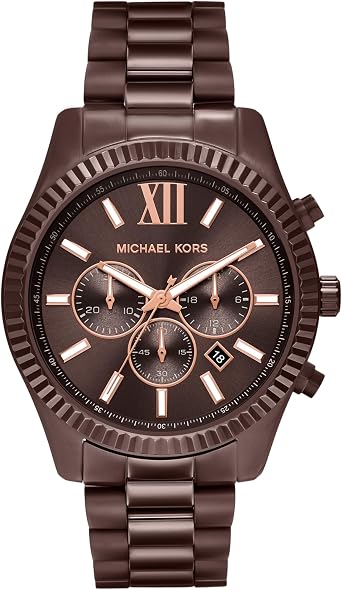 Michael Kors Mens Lexington Chronograph Brown Stainless Steel Watch MK9224
