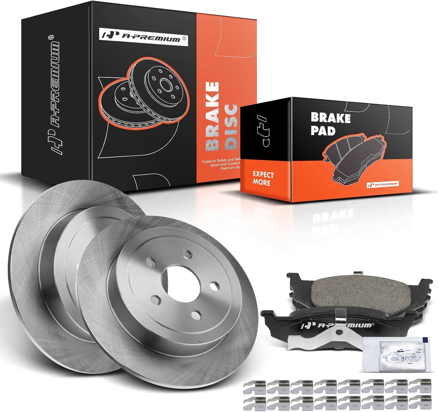 A-Premium 10.63 inch (270mm) Rear Solid Disc Brake Rotors + Ceramic Pads kit Compatible with Select Chrysler, Dodge and Plymouth Models - Sebring 1996-2006, Neon 1995-2005, Stratus, Cirrus, PT Cruiser