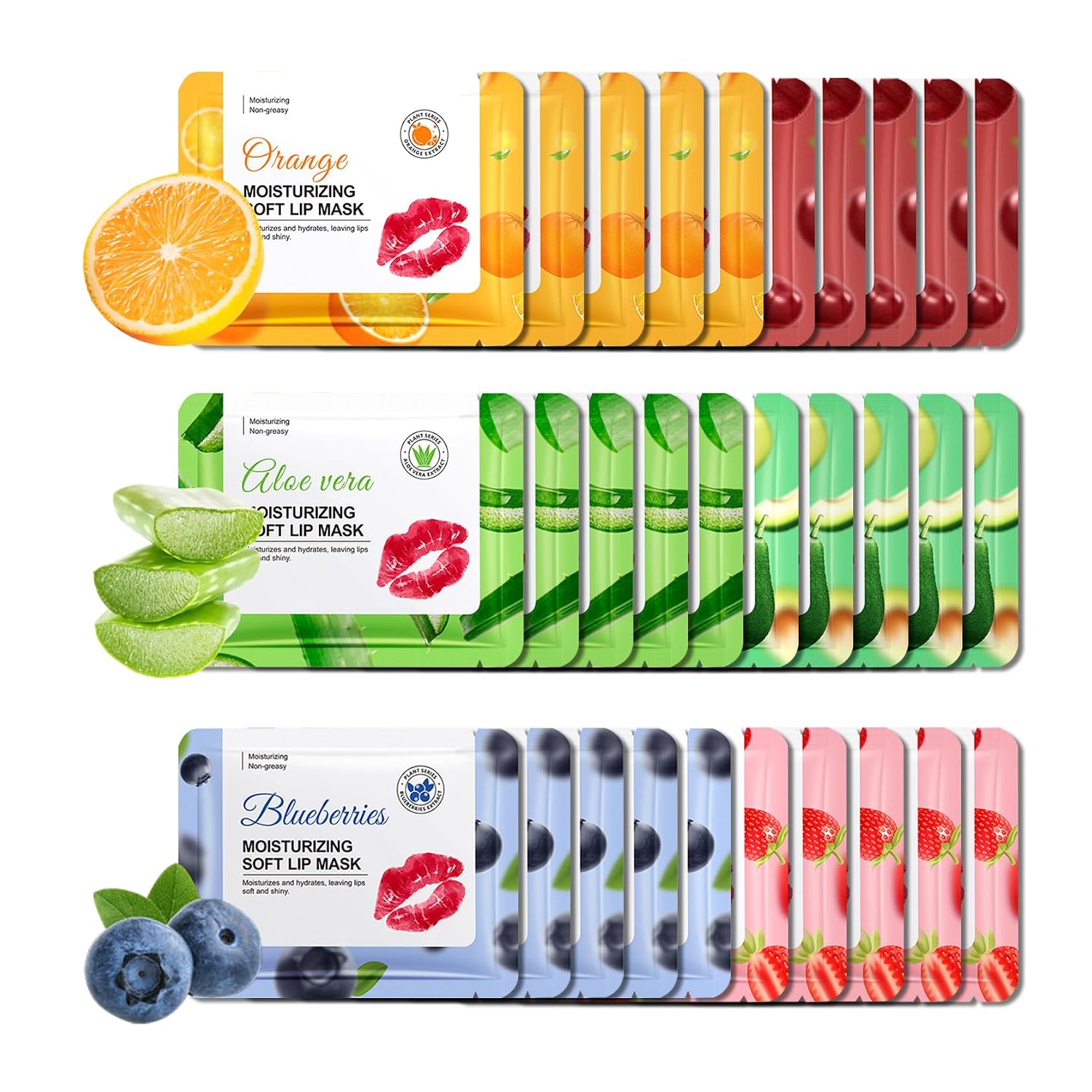 30 Pcs Hydrating & Moisturizing Lip Mask Set,Crystal Lip Mask Patches,Overnight Lip Mask for Reducing Dryness & Smoothing Lip Lines,Spa-Grade Daily Lip Care Products for Valentine's Day