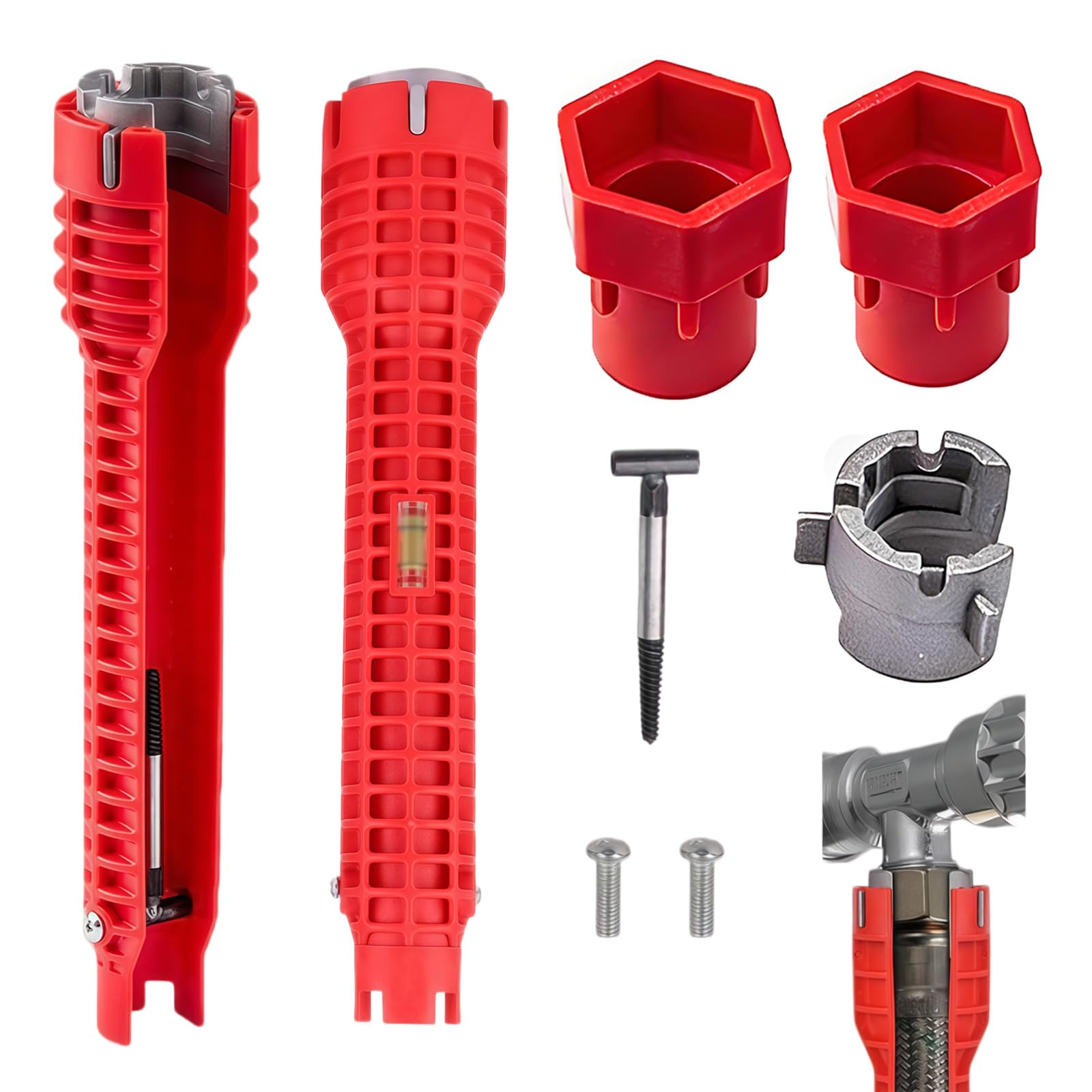 8 in 1 Sink Wrench, Tap Spanner for Tight Space, Sink Tap Spanner, Faucet Wrench Plumbing Tools for Under Sinks Taps Nut for Tight Spaces Adjustable Wrenchs for Kitchen and Bathroom Sinks Repair