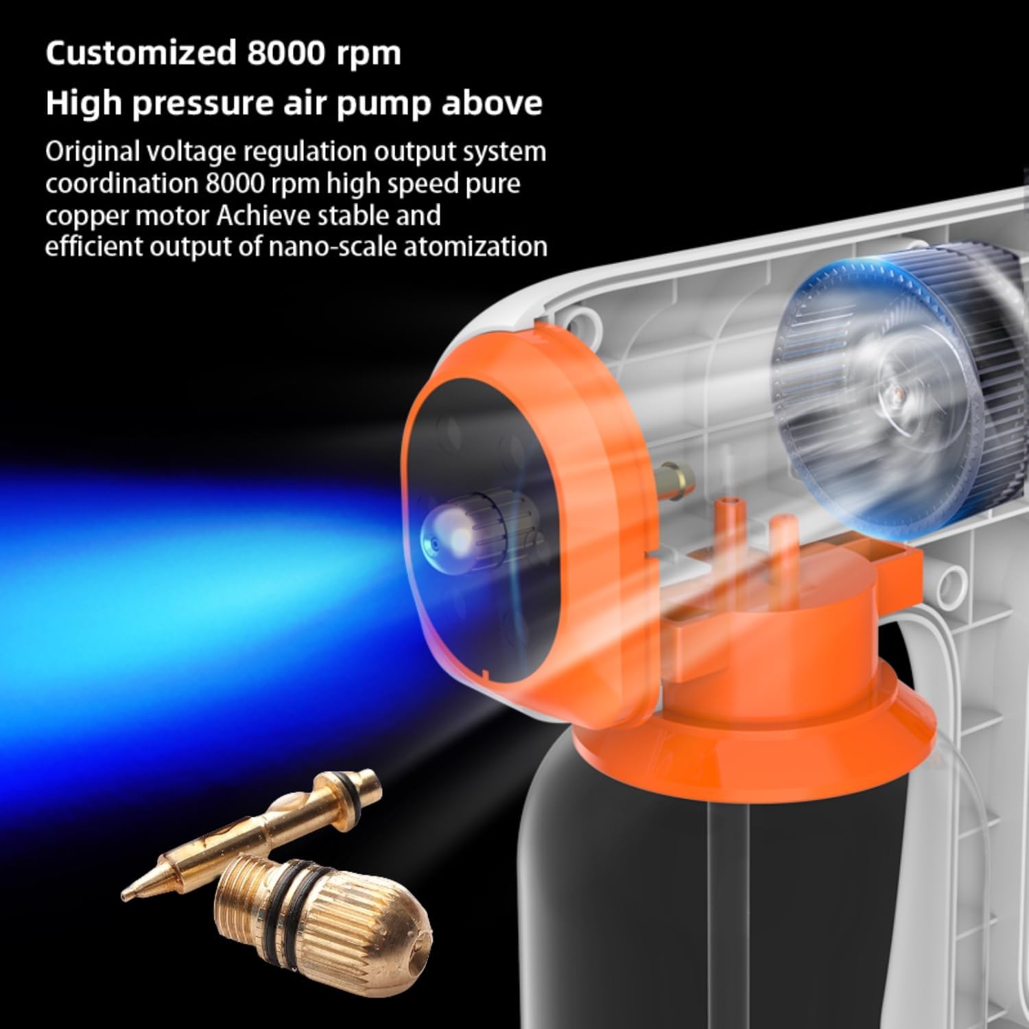 Professional Disinfectant Sprayer Fogger Machine, Nano Spray Gun with All Metal Nozzle, Cordless Handheld Steam Gun with Blue Light, Rechargeable Portable Sprayer for Car Home Hotel Plants - Image 3