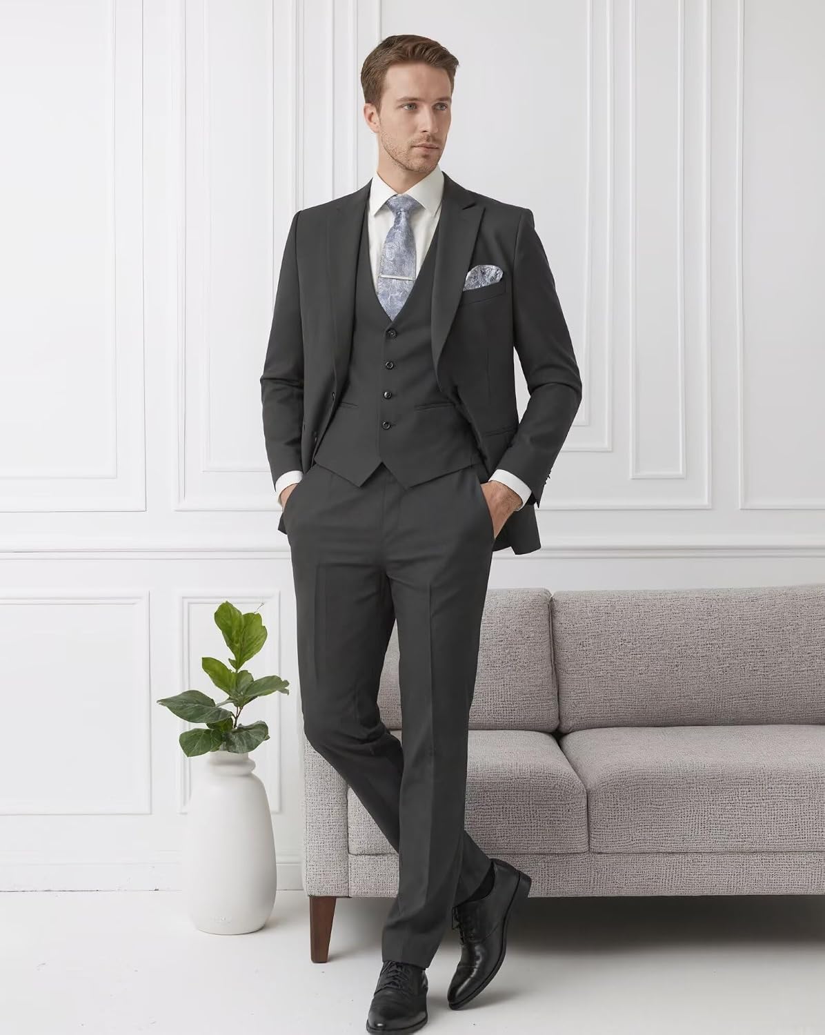 Suits for Men Slim Fit 3 Piece Men's Suits Elegant Mens Tuxedo Suit Set Formal Blazer Vest Pants Single Breasted