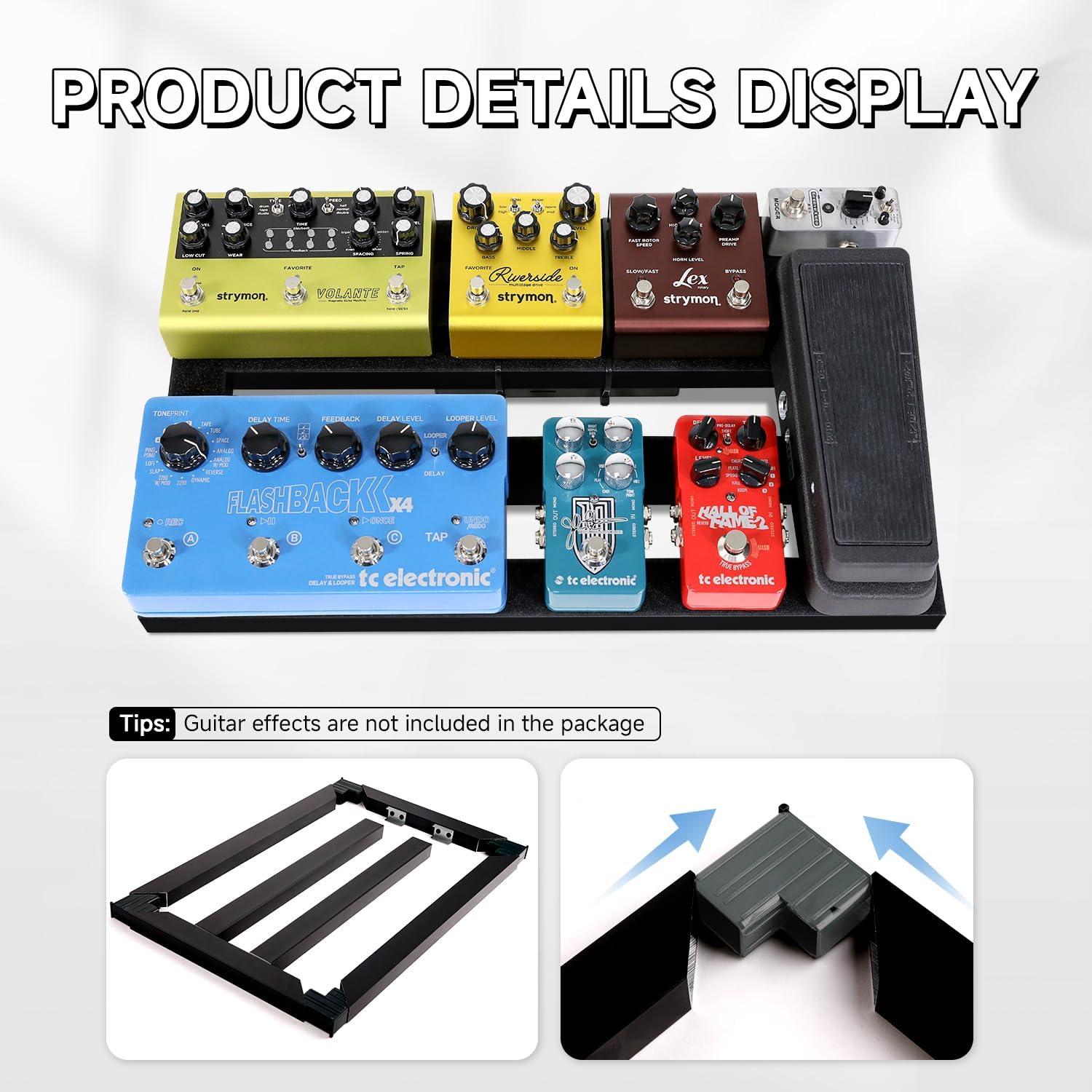 Ghost Fire Guitar Pedal Board Aluminum Alloy 1.76lb Super light Effect Pedalboard 19.8''x11.5'' with Carry Bag and Effects Pedal Patch Cables(3 Pack)
