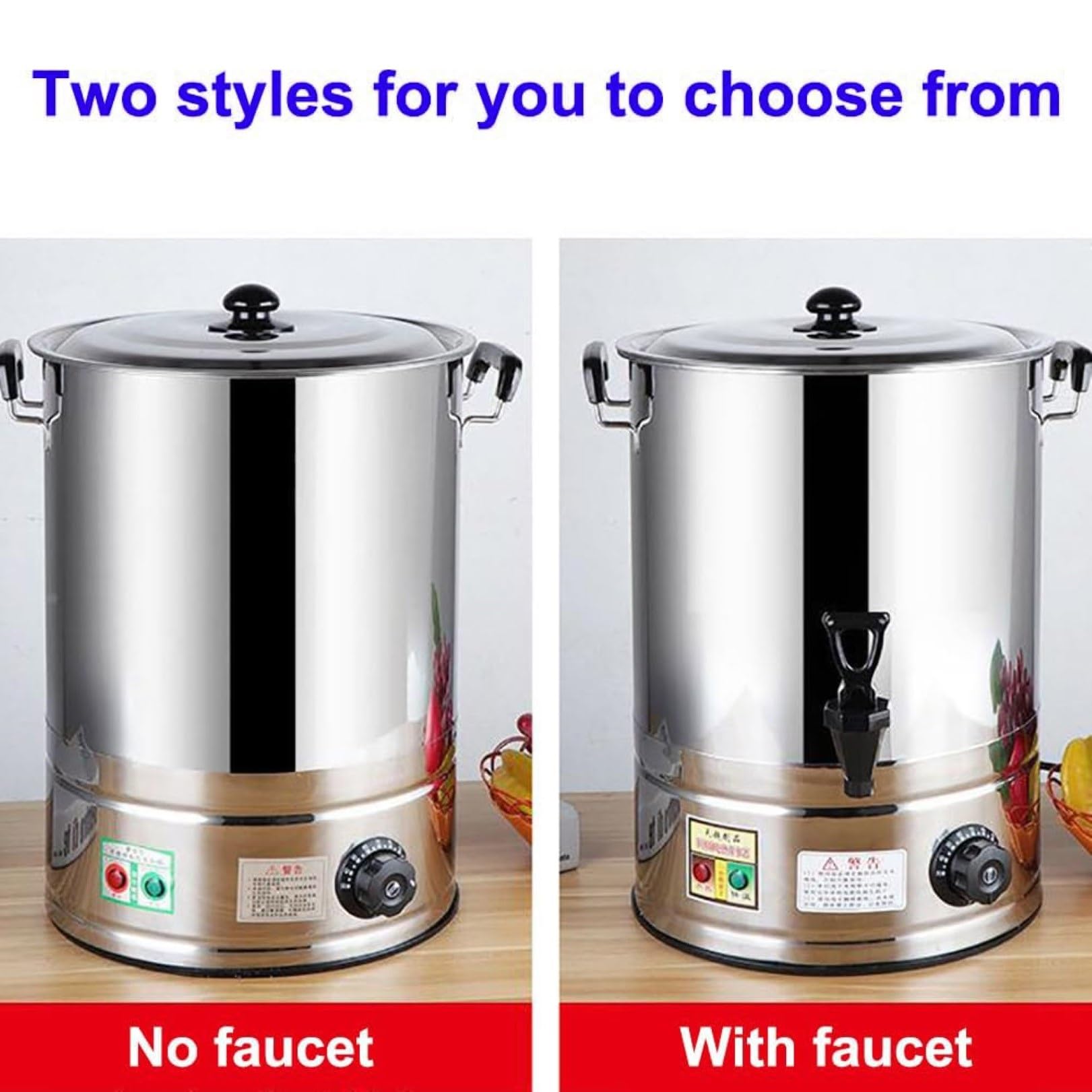 Caffettiera Commerciale, Spremiagrumi Elettrico in Acciaio Inox da 20 L/30 L/40 L con Coperchio, Grande Erogatore di Acqua Calda for Catering, Bar, Ricevimenti di Nozze(No Faucet,20L)