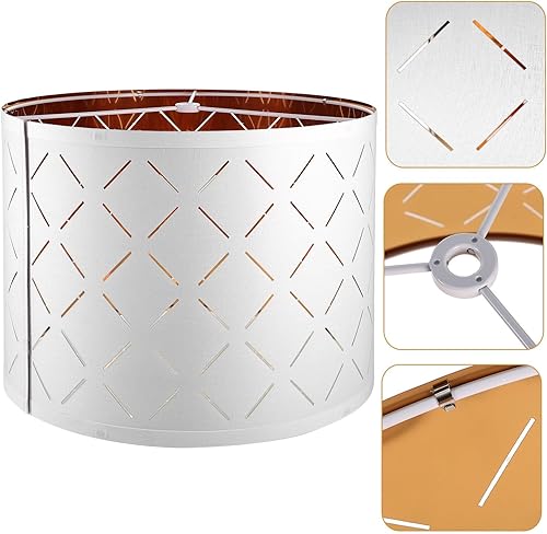 Miniatura 9 de PRETYZOOM Pantalla mediana blanca para lámpara de mesa, lámpara de pie, pantalla hueca para el hogar, 13 x 9 pulgadas (necesita montaje)