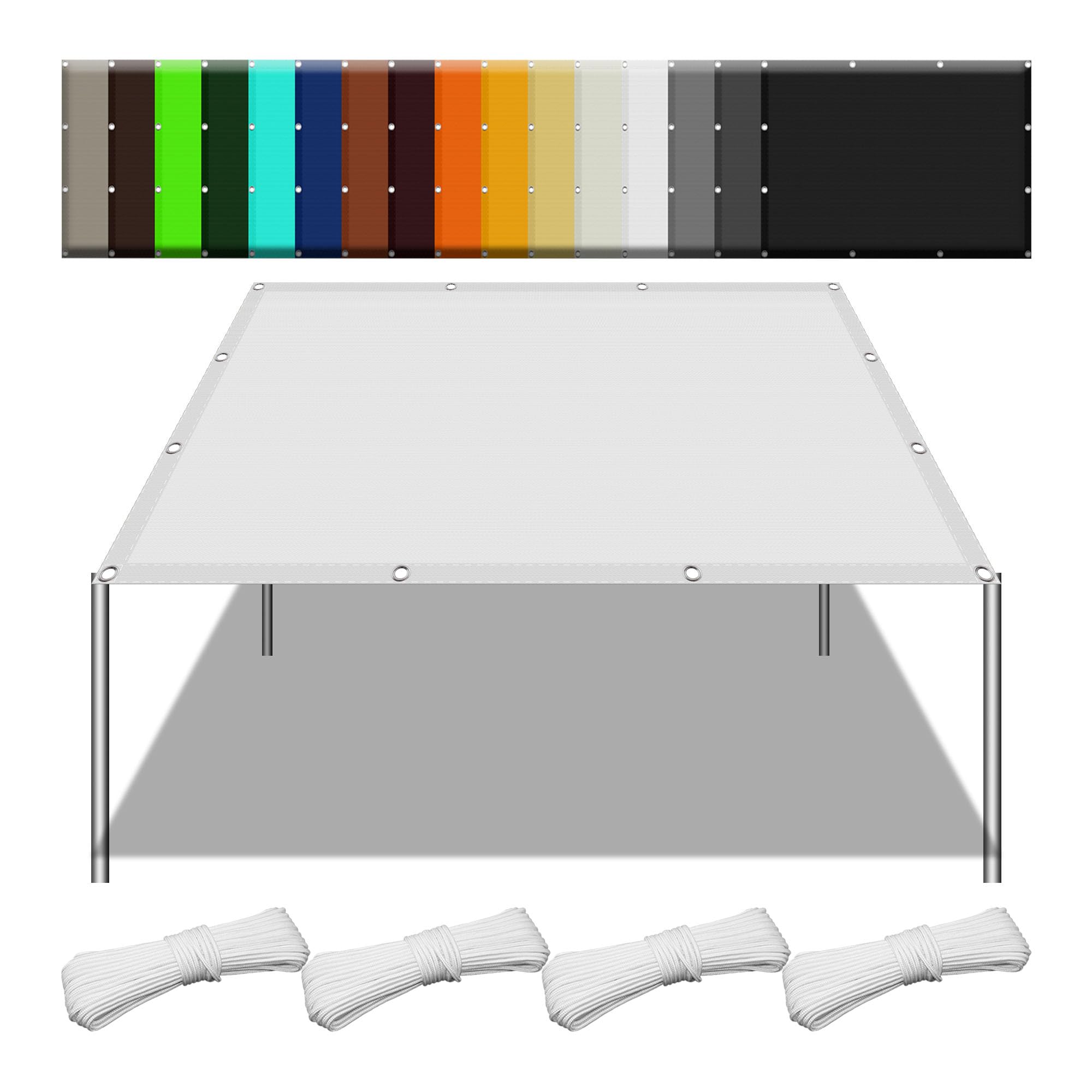 Voile d'ombrage blanc 1.5x5.5 m pour bloquer les UV et protéger la terrasse de la pluie fine