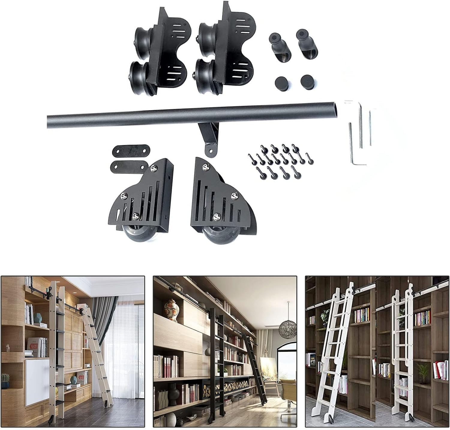Rail rond extensible kit quincaillerie échelle coulissante