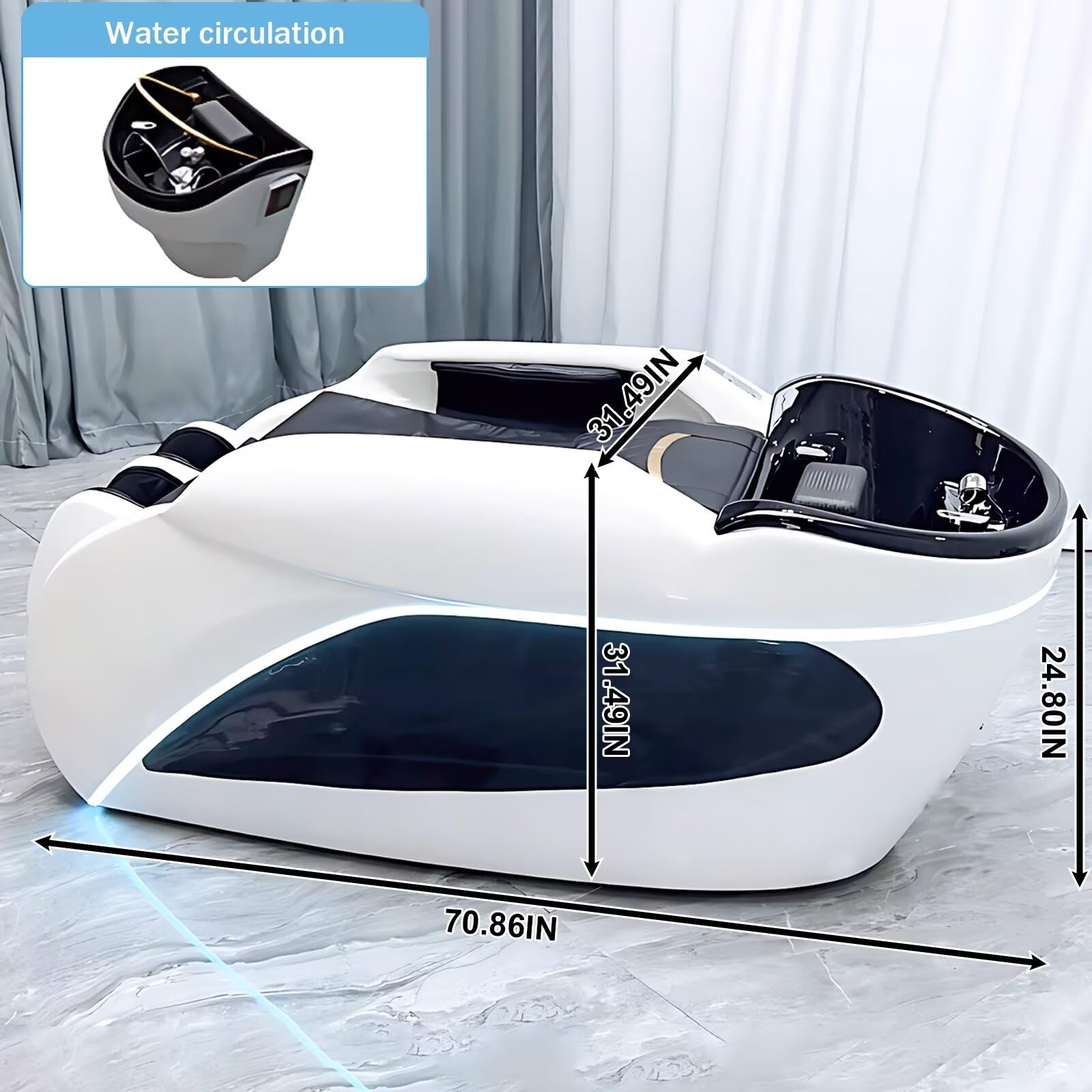 Professionelle Kopfmassageliege mit Shampoo-Funktion, Weißes, Einteiliges Design Aus Fiberglas, Salon- Und Spa-Ausstattung mit Rückenheizung, Ganzkörpermassage Und Wasserzirkulation