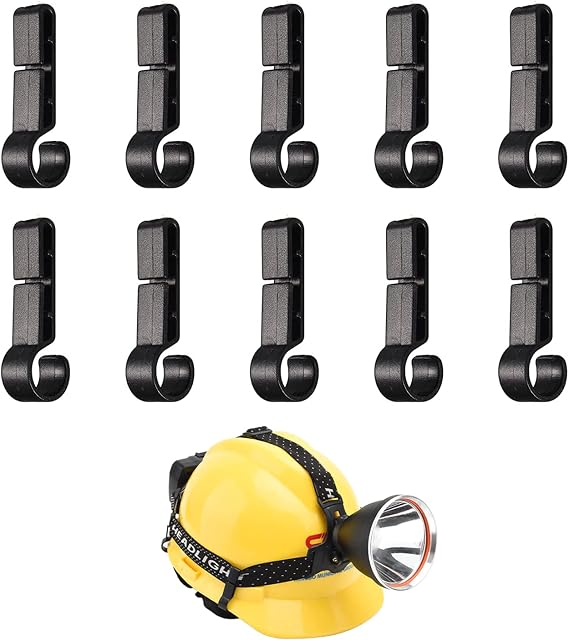 MABAHON 10 Pieces headlamp helmet clips,Hard hat Light Clips for Various Headlamp Narrow-Edged Helmet Hard Hat torch for Construction Camping Fishing Cycling Hiking