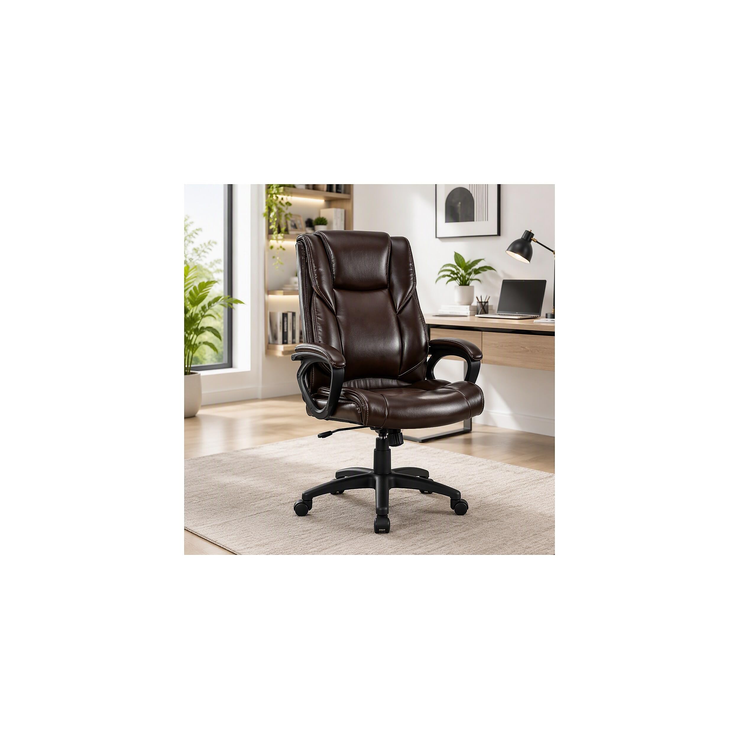Amazon.com: STAPLES Kelburne Luxura Faux Leather Desk Chair, Brown