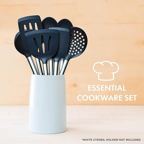 Miniatura 3 de Home & Kitchen Essentials Juego de utensilios de cocina de silicona antiadherente, asas de acero inoxidable, resistentes al calor, sin BPA y aptos