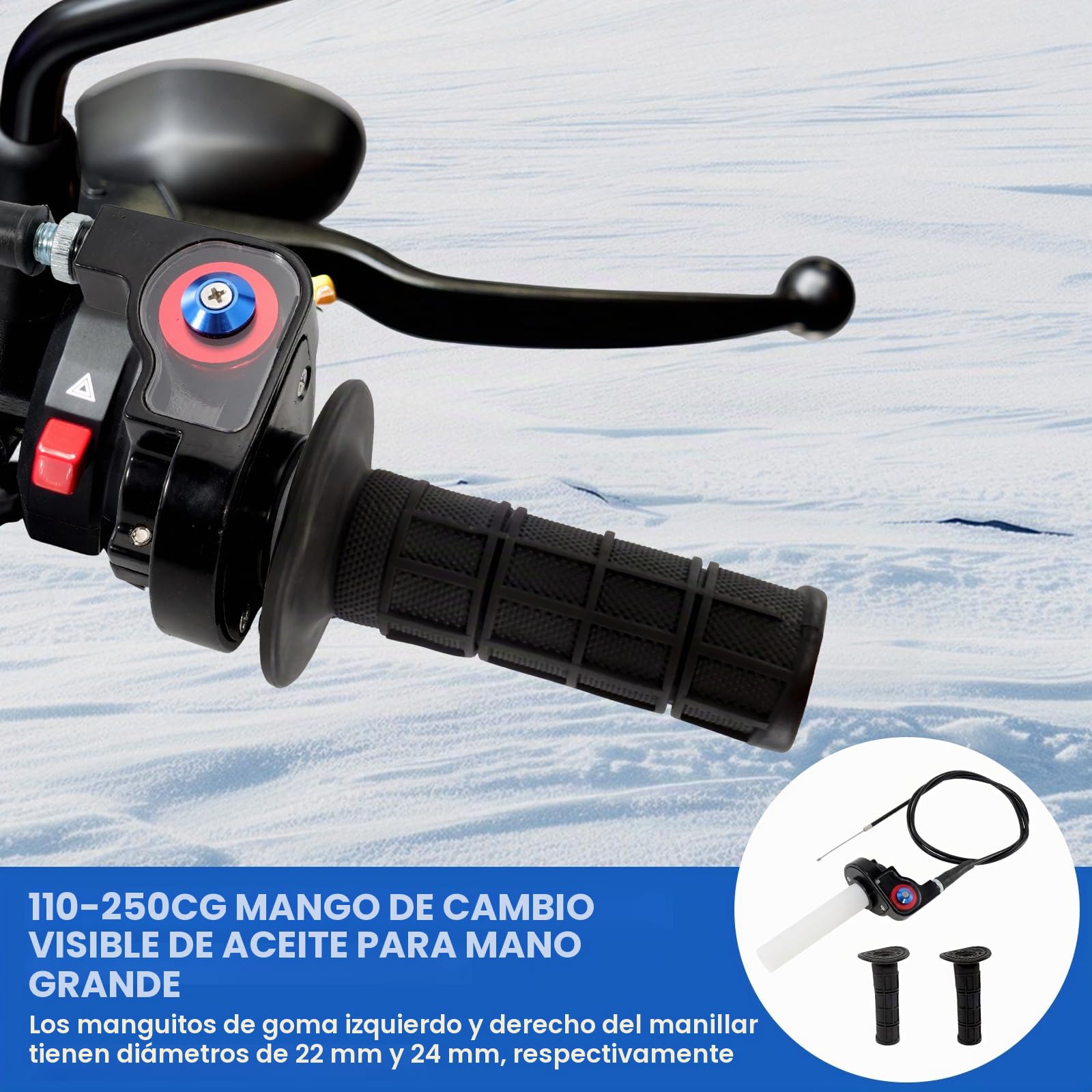 Kit de Empuñaduras de Acelerador de Giro Rápido con Manillar de Aleación de Aluminio y Cable de 1.2m, Empuñaduras Visuales de 7/8 Pulgadas (22mm) para Motocicletas 50cc-200cc, Quad y Pit Dirt Bike