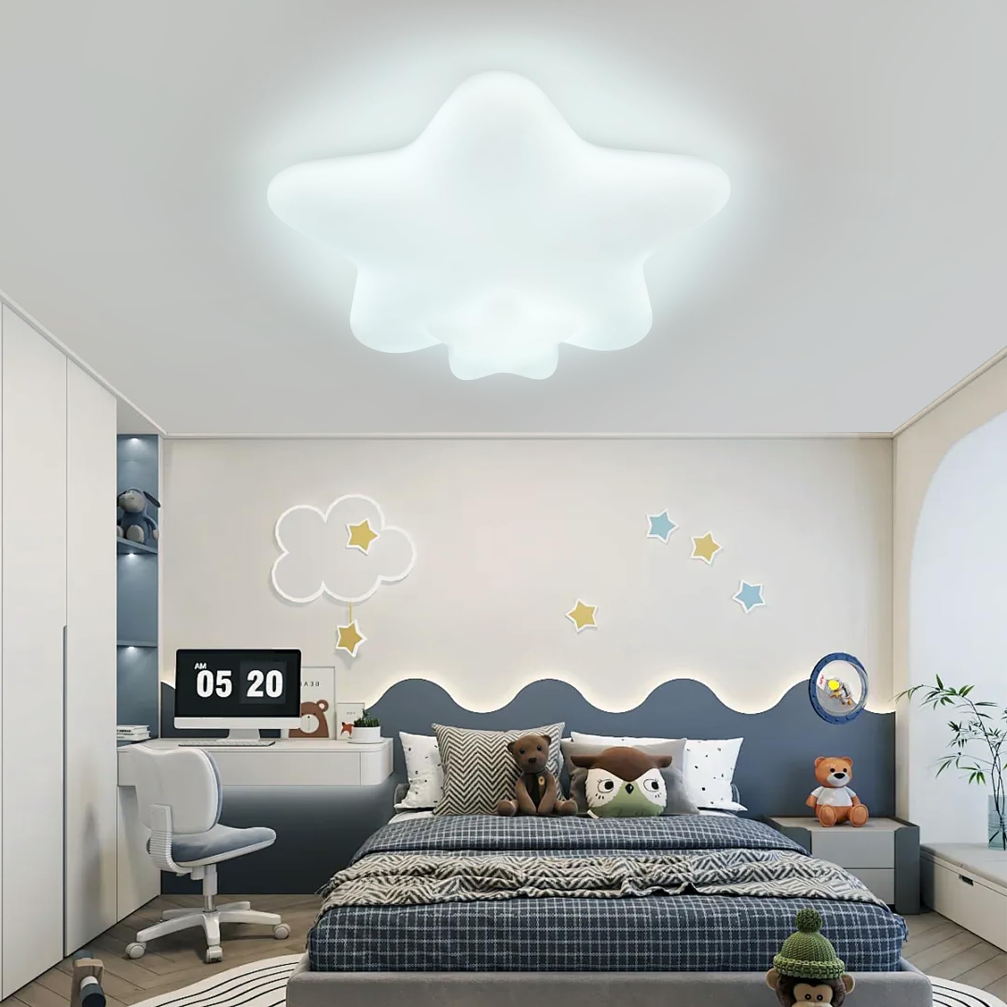 Lampadario Cameretta Bambini 48CM, Lampadario LED Dimmerabile | Plafoniera LED Soffitto Dimmerabile 3000K-6000K per Camera da Letto,Soggiorno,Salone,Camera dei Bambini,50W con Telecomando