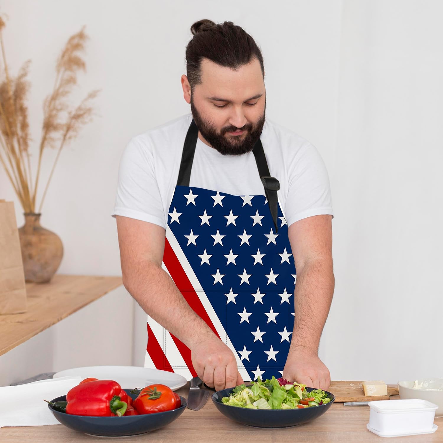 ANNA QUEEN Funny Apron with Pocket for Women Men, Adjustable Kitchen Cooking for BBQ Baking with Cute Animal Flower