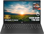 HP 15.6" FHD Ordinateur portable à écran tactile pour les affaires et à la maison, Ryzen 7 5825U, 64GB RAM, 2TB SSD, Wi-Fi rapide 6, Radeon Graphics, Windows 11 Accueil, Cahier portable pour le travail et l'étude