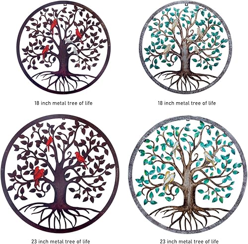 Miniatura 9 de CHINDEUISYUT Árbol de la vida - Arte de pared de metal para decoración de pared, árbol de la vida, grande, redondo, para colgar en la pared, para