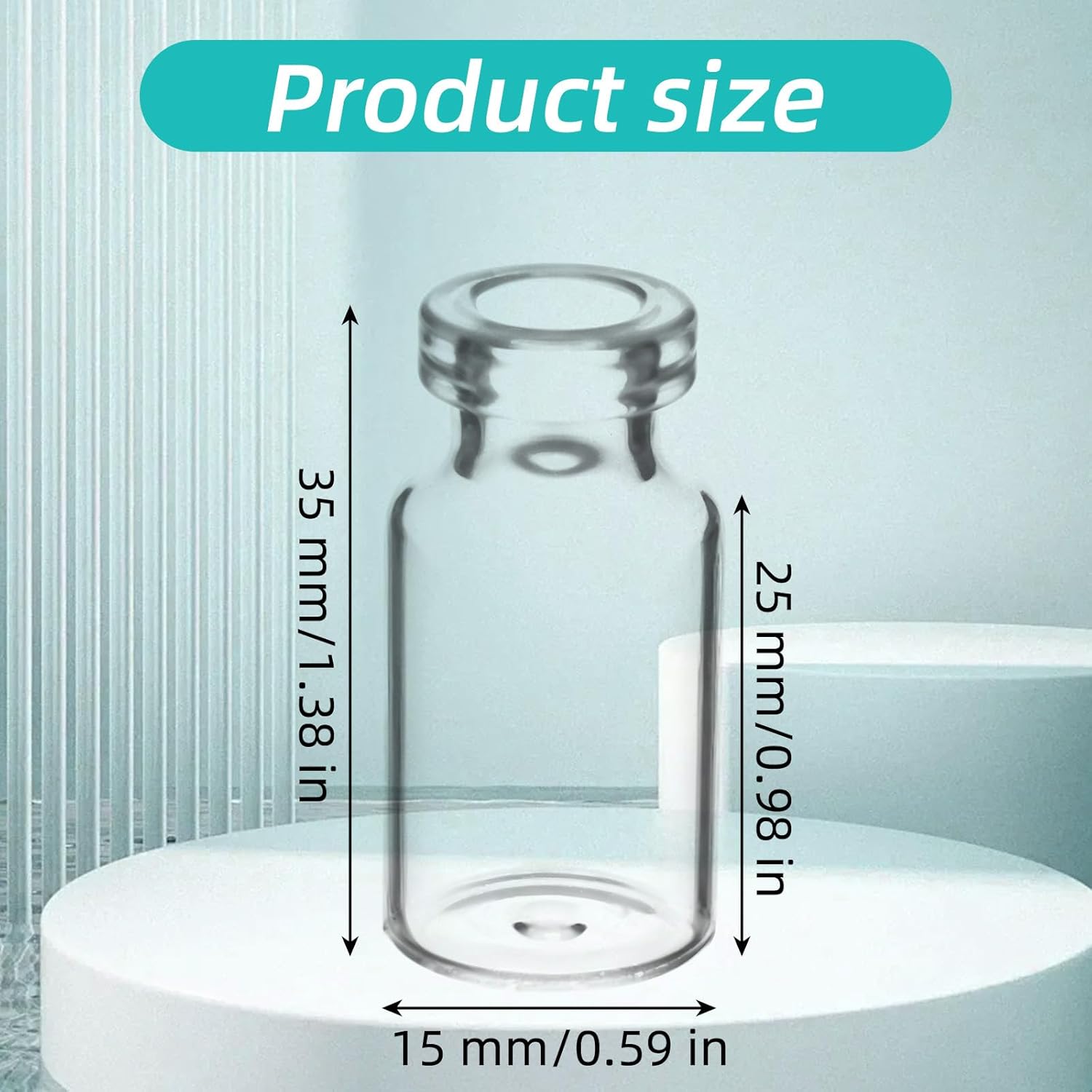 20 Pack 2ml Sealed Sample Vials Transparent Empty Glass Storage Bottles with Self Healing Cap Injection Port