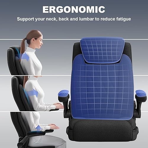 Miniatura 5 de ralex-chair Big and Tall Office Chair -500 lb Heavy Duty Office Chair for Big Man, Fabric High Back Executive Office Desk Chair with 120° Tilt