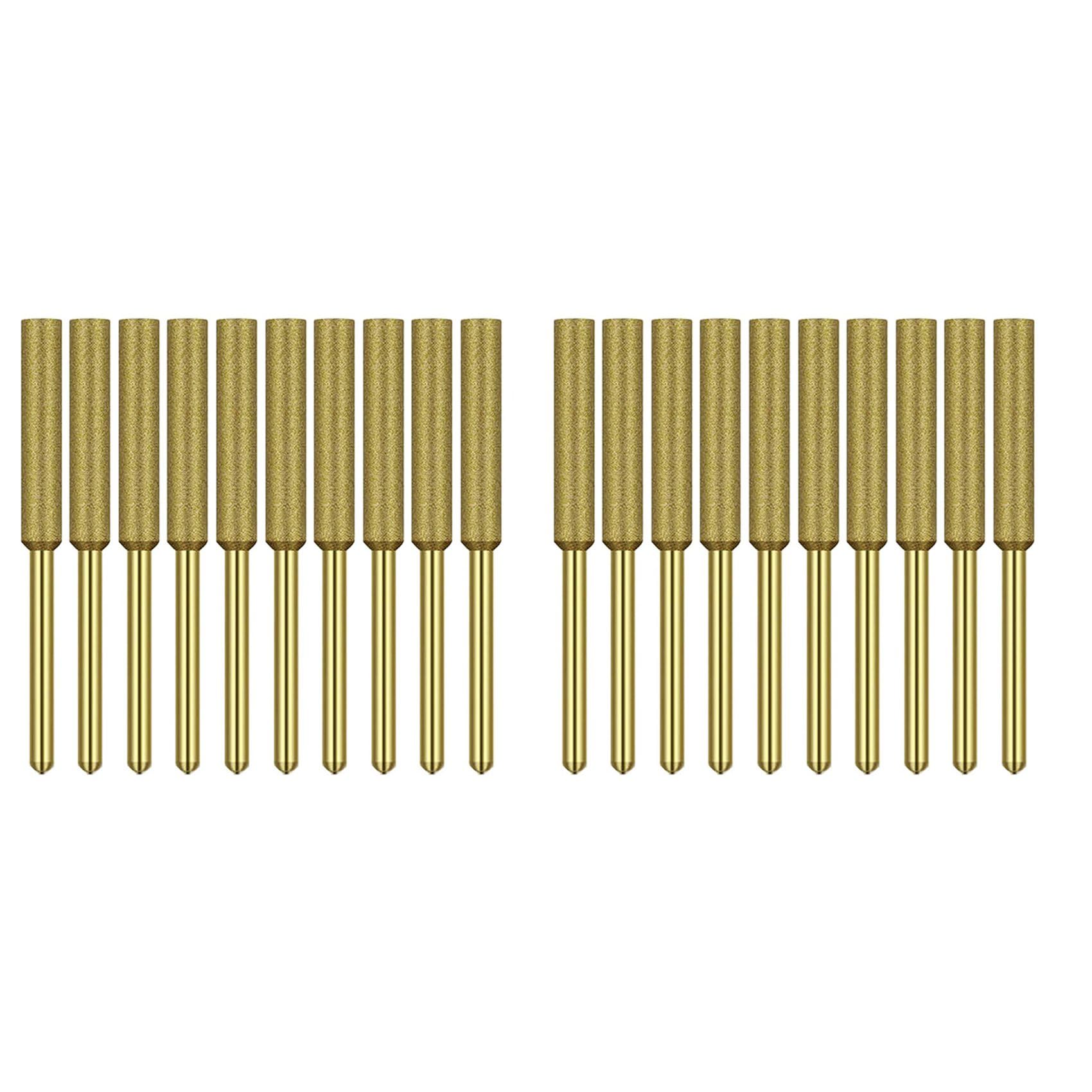 Jnchdghwa 20 Pcs Electric Chainsaw Sharpener Stone Burr Grinding Stone File,Titanium Plated Sharpening Wheels (4.0mm)