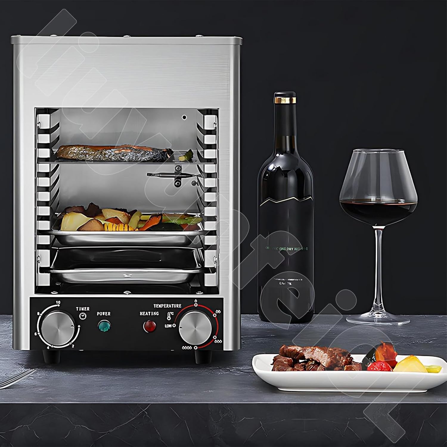 1700/3400W Smokeless Electric Steak Broiler, 4/8/10 Shelf Indoor BBQ Grill, with Timer & Temp Controller, Stainless Steel Steak Cooking Machine for Meat Burger Pizza 3400W-8Shelf