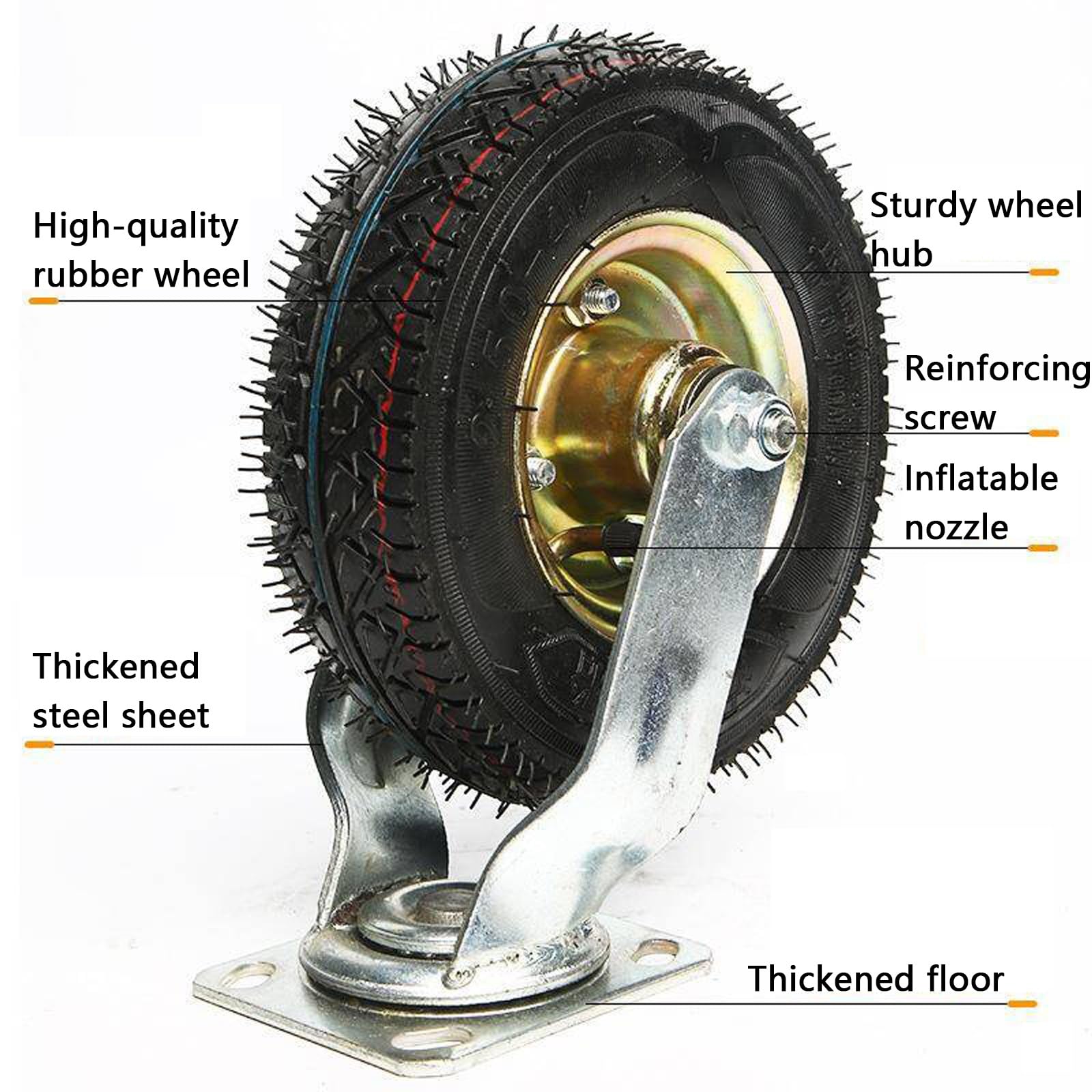 Obrotowe o 360 stopni – idealne kółko, duże gumowe kółka rolkowe, kółka 15 cm 20 cm 25 cm, do mebli i wózka warsztatowego (koła uniwersalne, 20 cm)