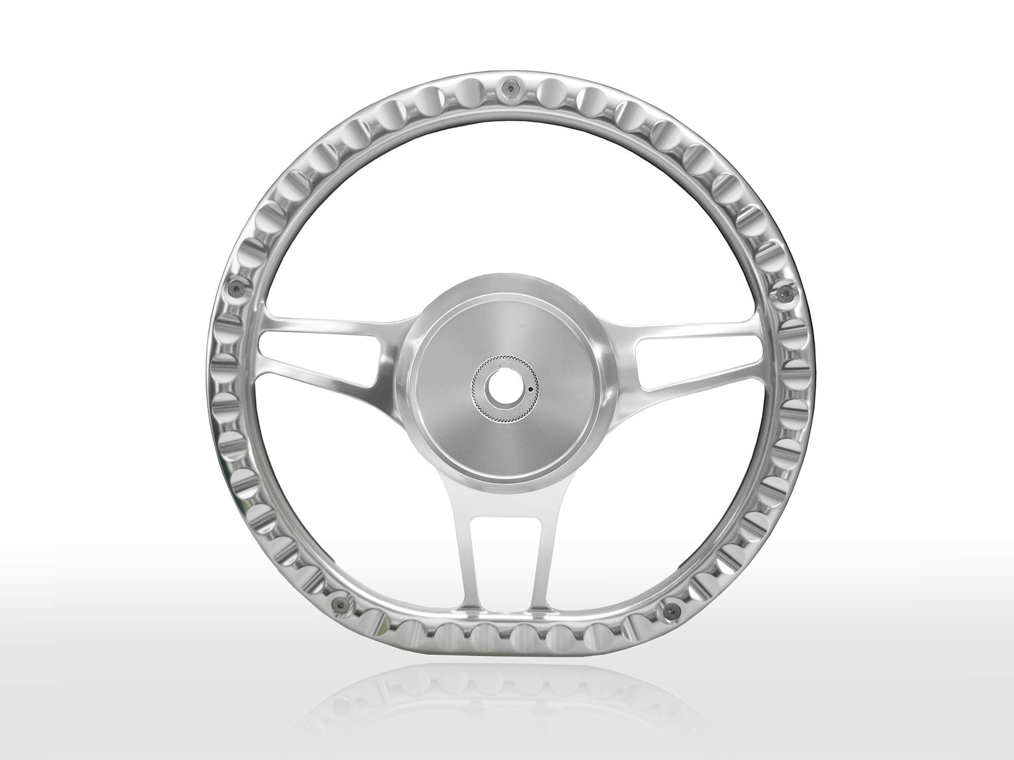 PREMIUM AMALFI 5081 Bootslenkrad grau inkl. Adapter Nabe für Teleflex Ultraflex Lenkungen CNC gefertigt aus einem Stück Steuerrad Bootssteuerrad Leder