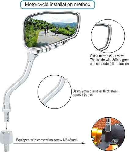 Miniatura 6 de 1 par de espejos para bicicleta, espejo retrovisor de gran visión para bicicleta con ángulo múltiple ajustable, estilo garra de calavera