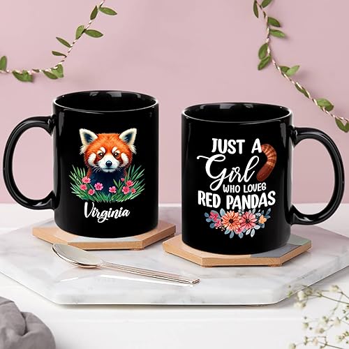 Miniatura 6 de Taza de café con panda rojo, lindo regalo de taza de panda, regalos para amantes de animales salvajes, taza de panda personalizada, taza de panda