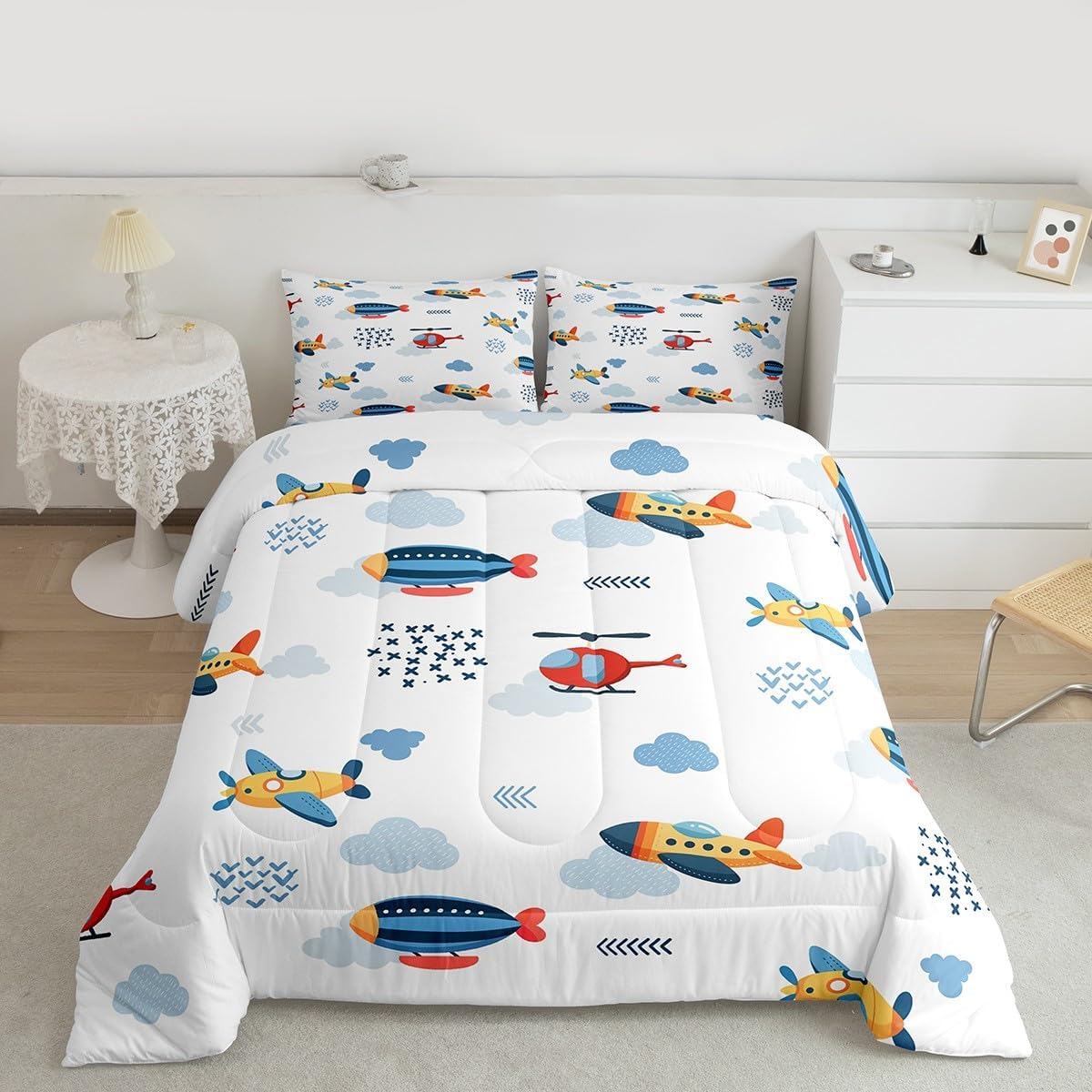 Feelyou Girls Cute Love Heart Comforter Set Kids Lovely Warm Sweet Comforter Star Love Heart Bedding Set Romantic Pink Grey Duvet Set Room Decor Quilt Full Size Boys