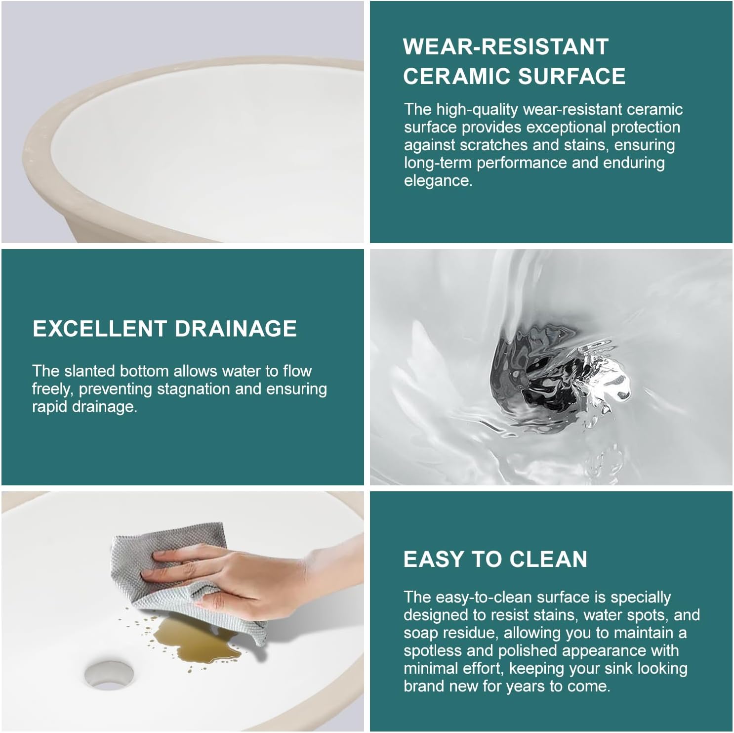 Undermount Oval Bathroom Sink 17''x13'' White Porcelain Ceramic Under Counter Sink for Bathroom Vanity, Small Bathroom Remodel and Replacement