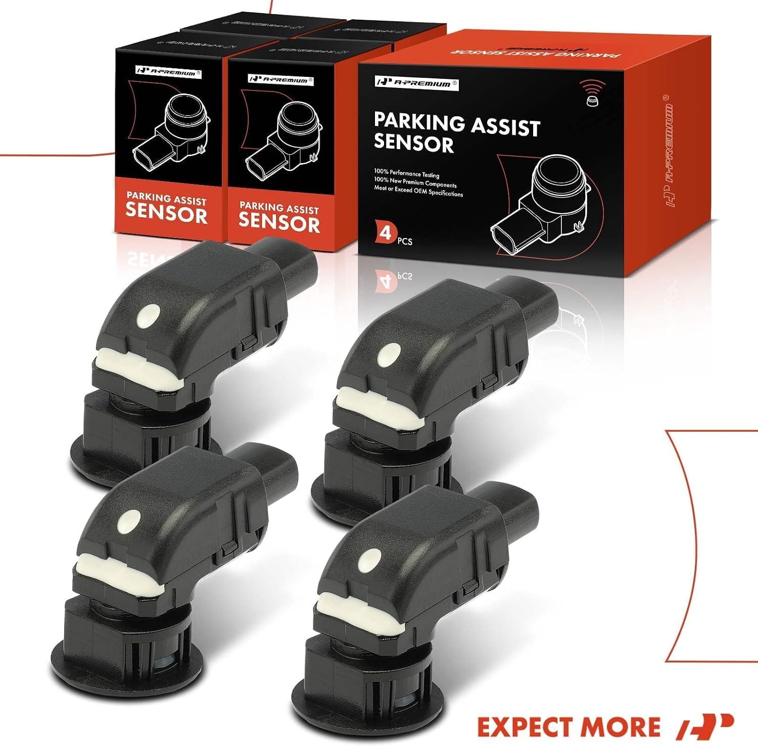 A-Premium 4-PC Front and Rear Outer Reverse Backup Parking Assist Sensor Compatible with Select Toyota Models - Sienna 2006 2007 2008 2009 2010, Replace# 89341-45030, 8934145030