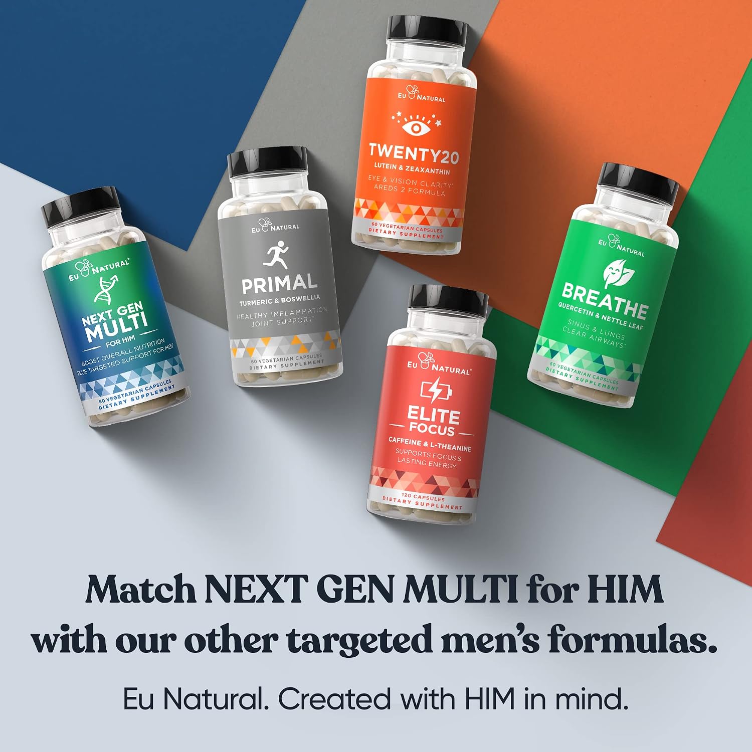Next Gen Multi for Him Advanced Men’s Multivitamin Supplement – 26-in-1 Multiblend for Beard & Hair Growth, Men’s Reproductive Health, Metabolism, Heart, Skin, Prostate Support, More – 60 Veg Capsules
